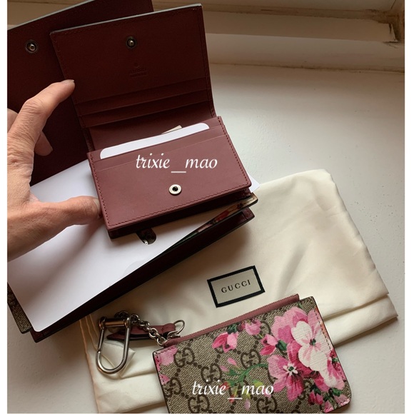 NEW: GUCCI GG supreme monogram blooms WALLET ON CHAIN (WOC) and CARD CASE only - Picture 4 of 13